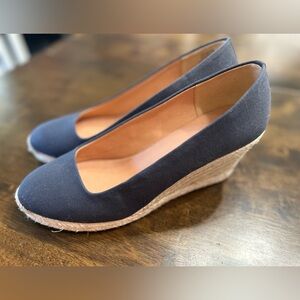 J. Crew Canvas Espadrille Wedges size 10 Navy